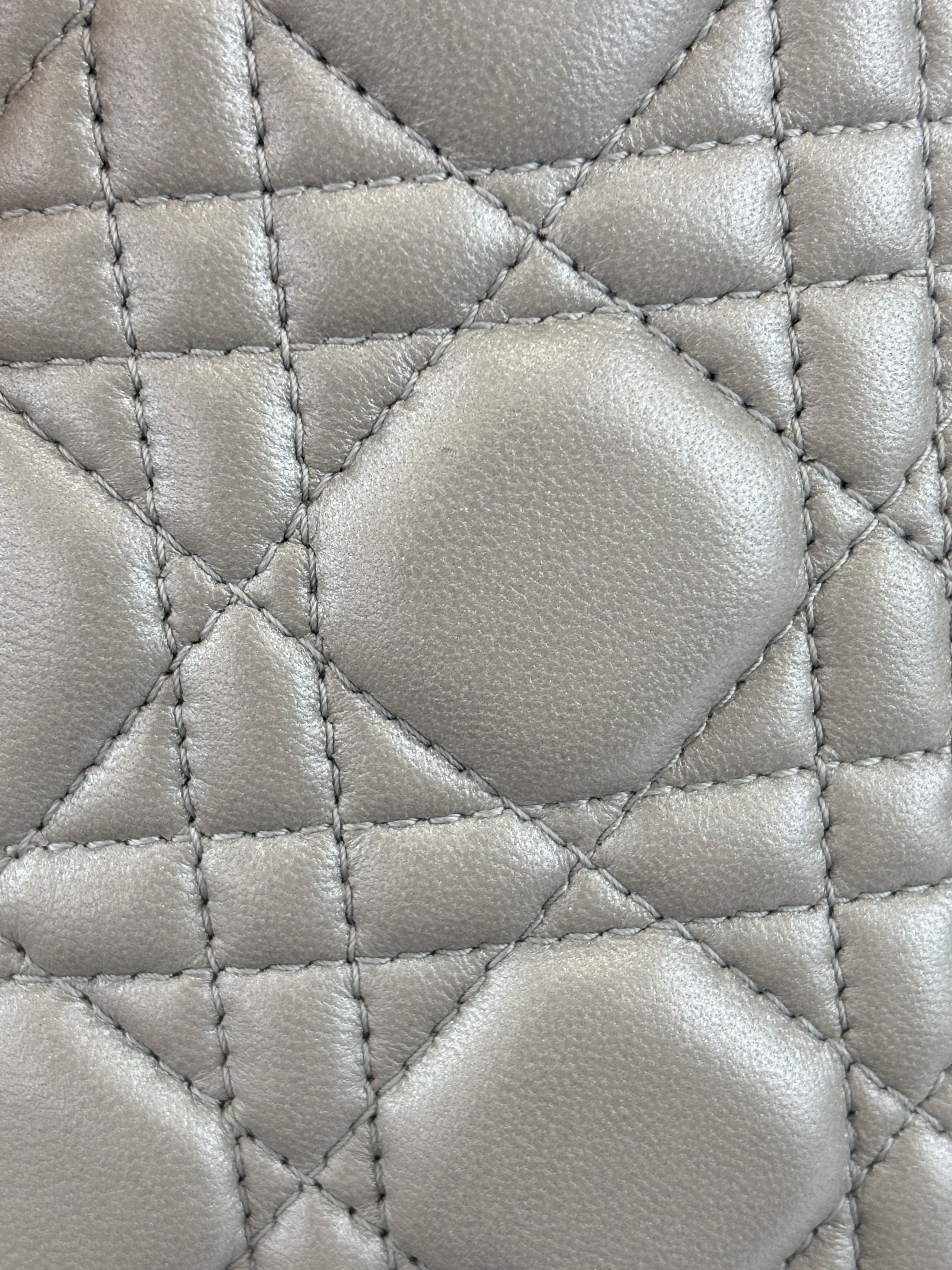 Lady Dior Medium Metallic Silver Lambskin GHW