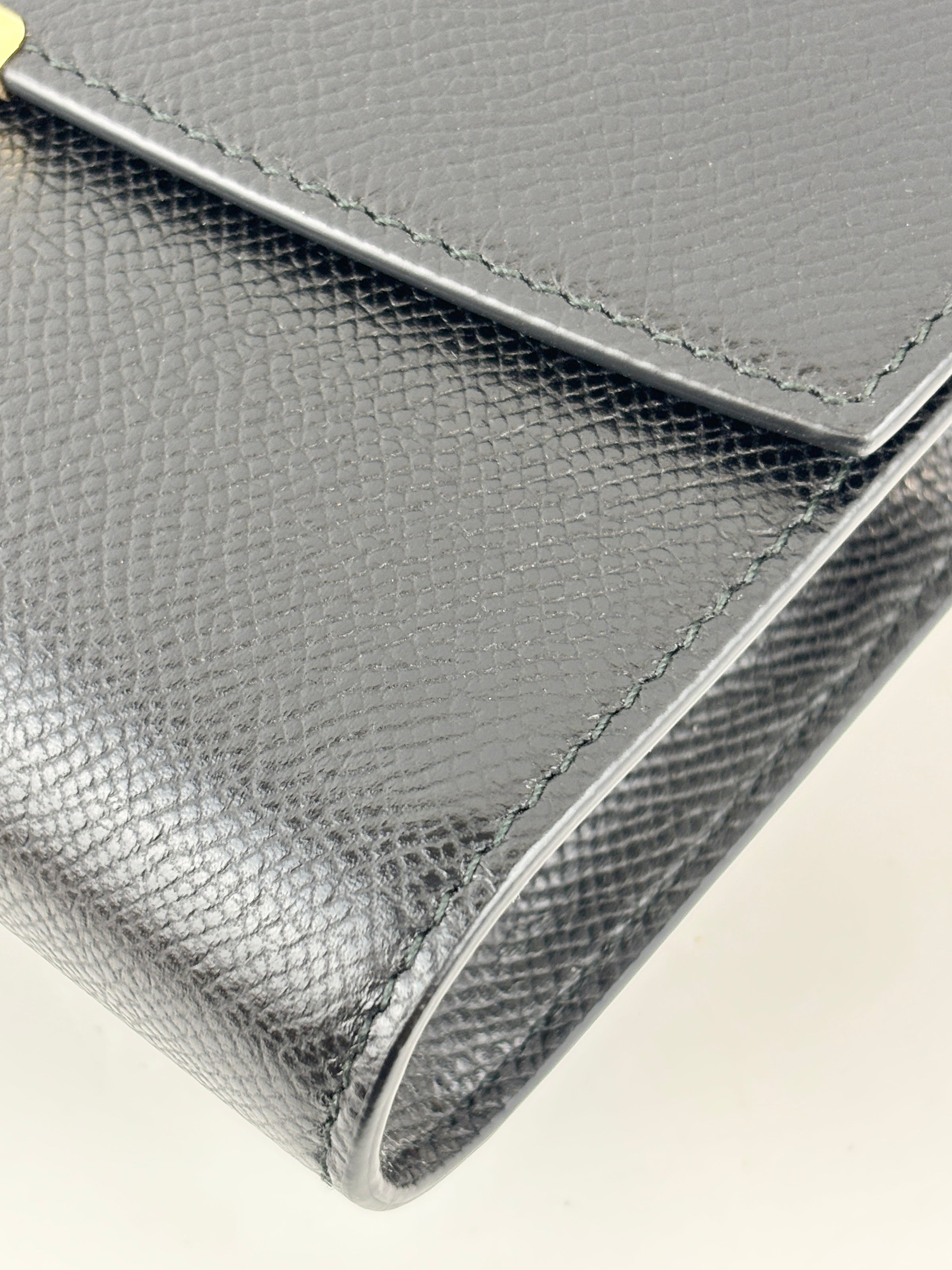 Gancini Clip Clutch with Chain Black Pebble Calf GHW
