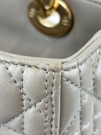 Lady Dior Medium Metallic Silver Lambskin GHW