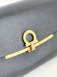 Gancini Clip Clutch with Chain Black Pebble Calf GHW