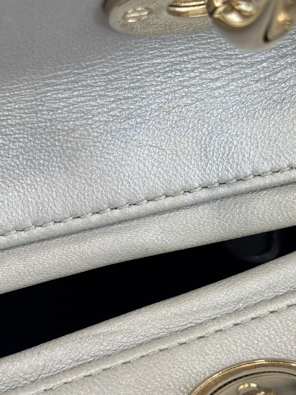 Lady Dior Medium Metallic Silver Lambskin GHW