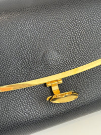 Gancini Clip Clutch with Chain Black Pebble Calf GHW