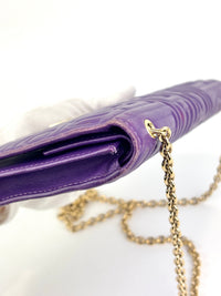 8MO219 紫色纳帕革标志压花长款链条钱包