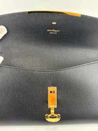 Gancini Clip Clutch with Chain Black Pebble Calf GHW
