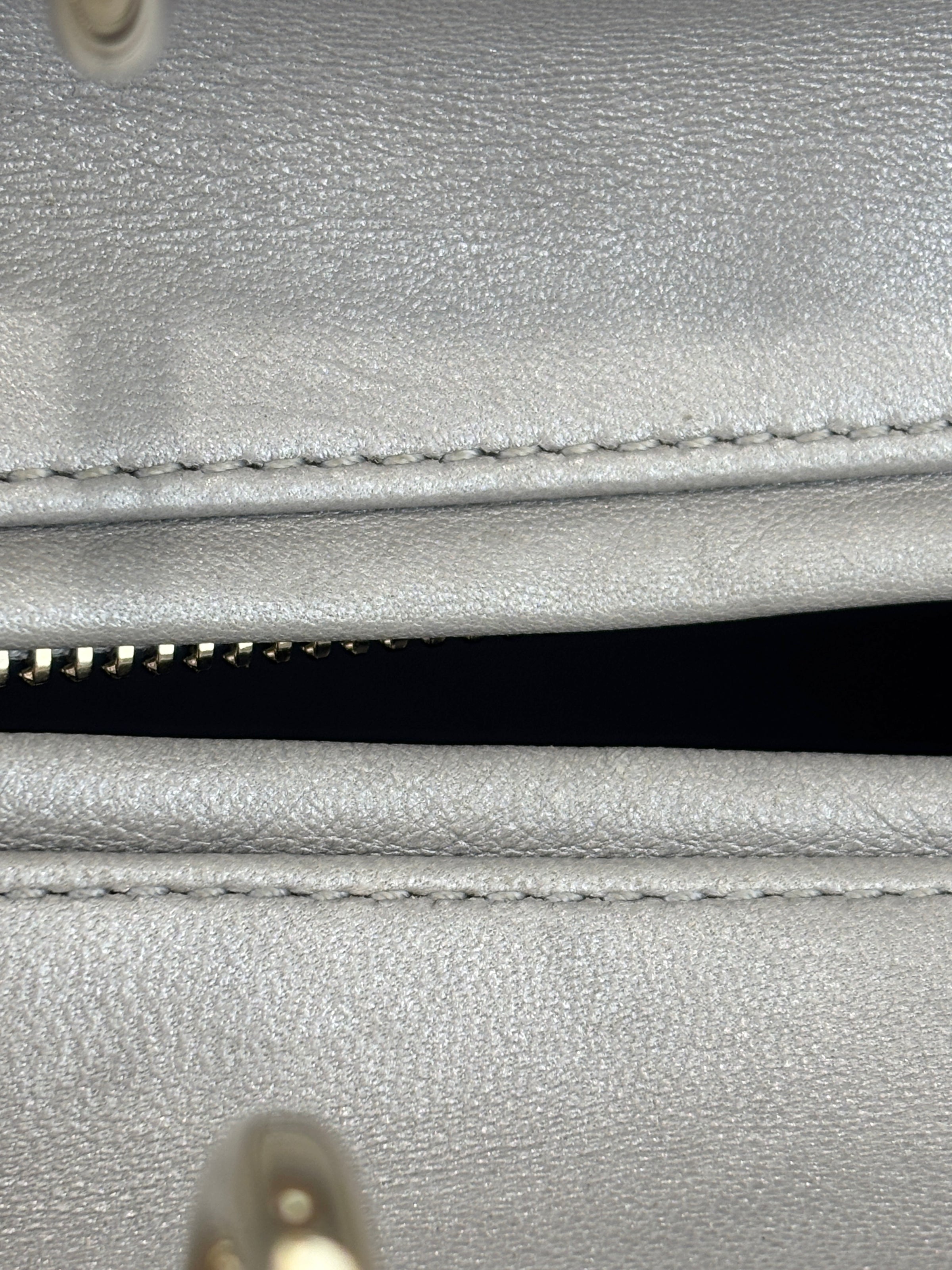 Lady Dior Medium Metallic Silver Lambskin GHW