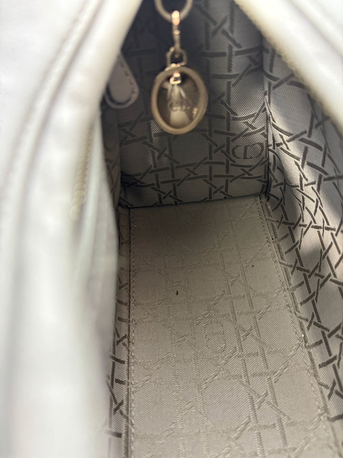 Lady Dior Medium Metallic Silver Lambskin GHW