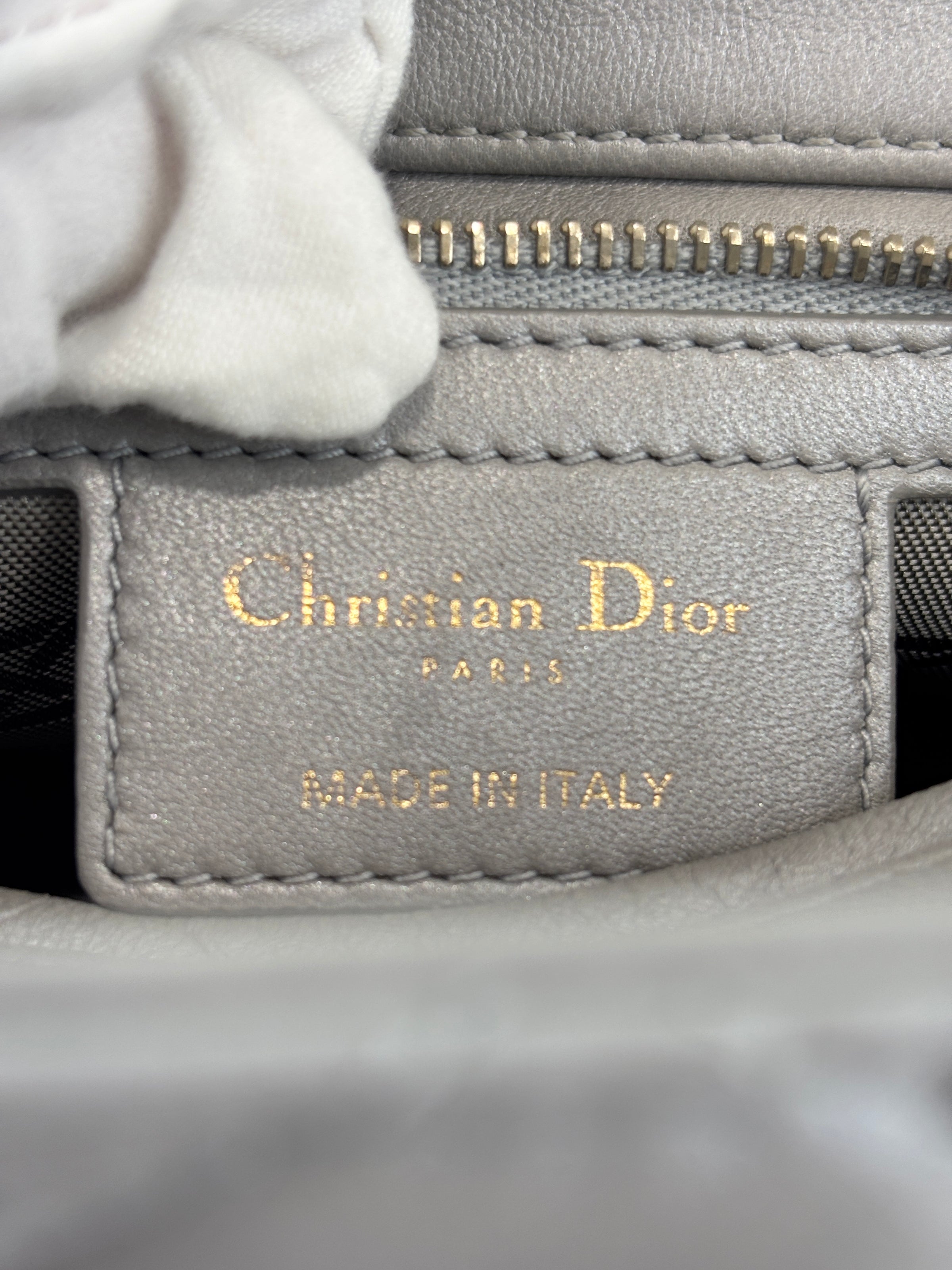 Lady Dior Medium Metallic Silver Lambskin GHW
