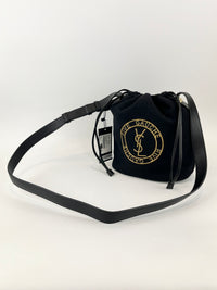 Rive Gauche Bucket Bag Black Wool / Gold YSL Emblem
