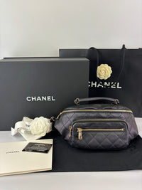 All About Waist Belt Bag in Black Iridescent Quilted Calfskin