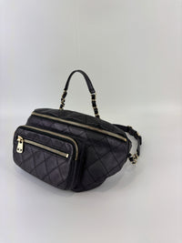 All About Waist Belt Bag in Black Iridescent Quilted Calfskin