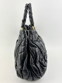 Matelasse Lux Bauletto Aperto Satchel in Black