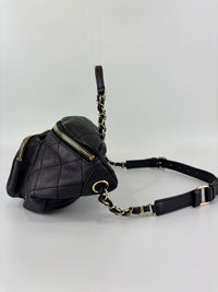 All About Waist Belt Bag in Black Iridescent Quilted Calfskin
