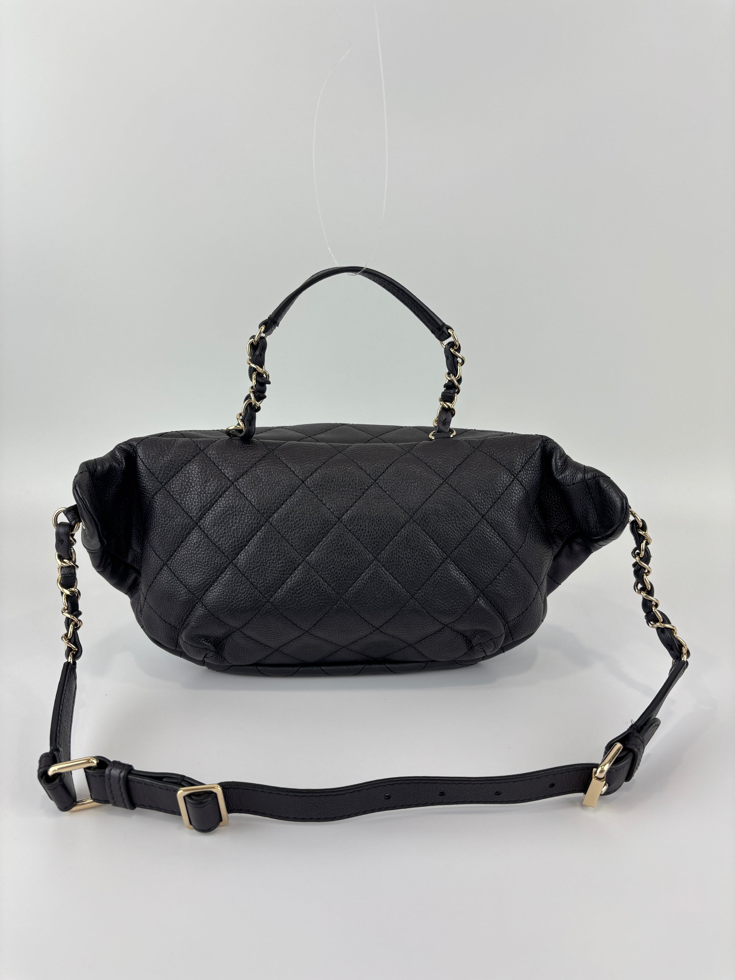 All About Waist Belt Bag in Black Iridescent Quilted Calfskin