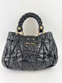 Matelasse Lux Bauletto Aperto Satchel in Black