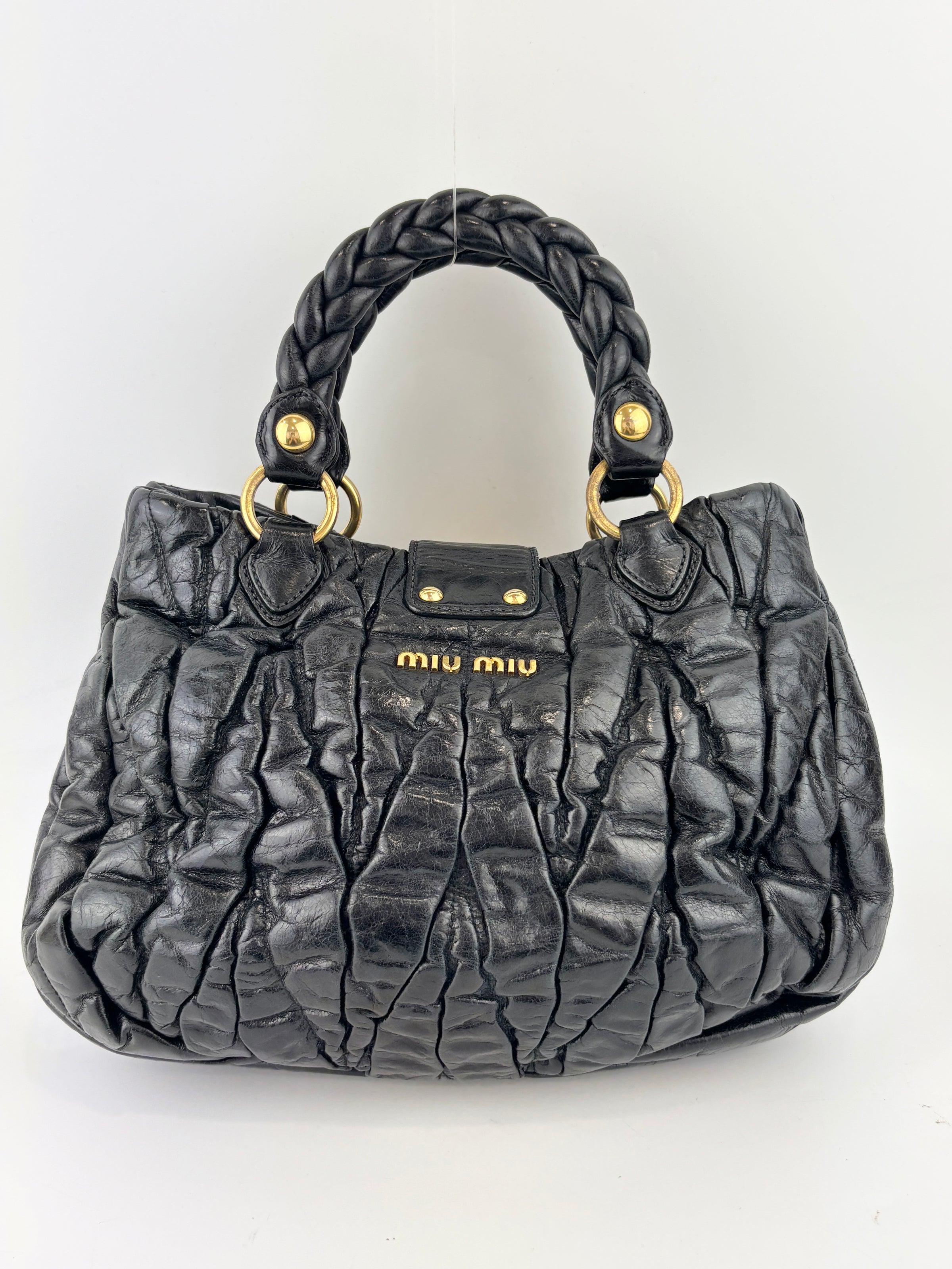 Matelasse Lux Bauletto Aperto Satchel in Black