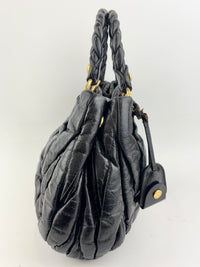 Matelasse Lux Bauletto Aperto Satchel in Black