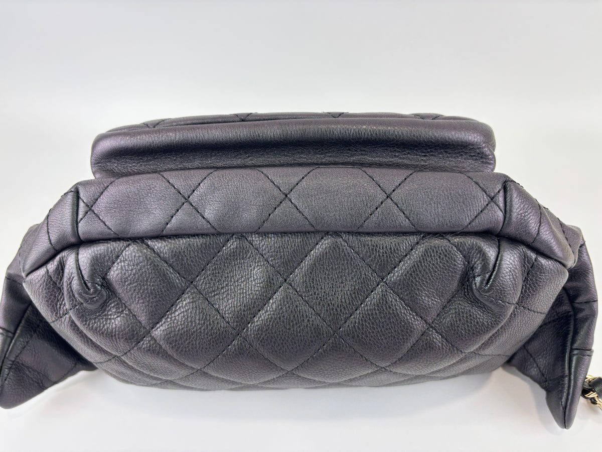 All About Waist Belt Bag in Black Iridescent Quilted Calfskin