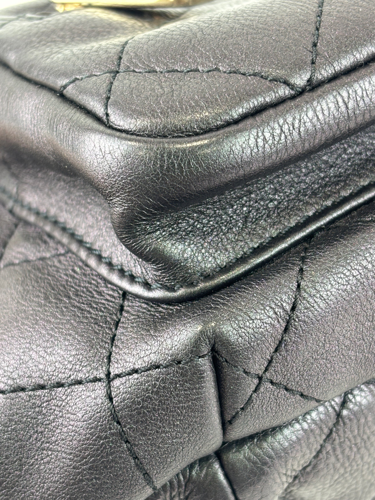 All About Waist Belt Bag in Black Iridescent Quilted Calfskin