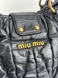 Matelasse Lux Bauletto Aperto Satchel in Black