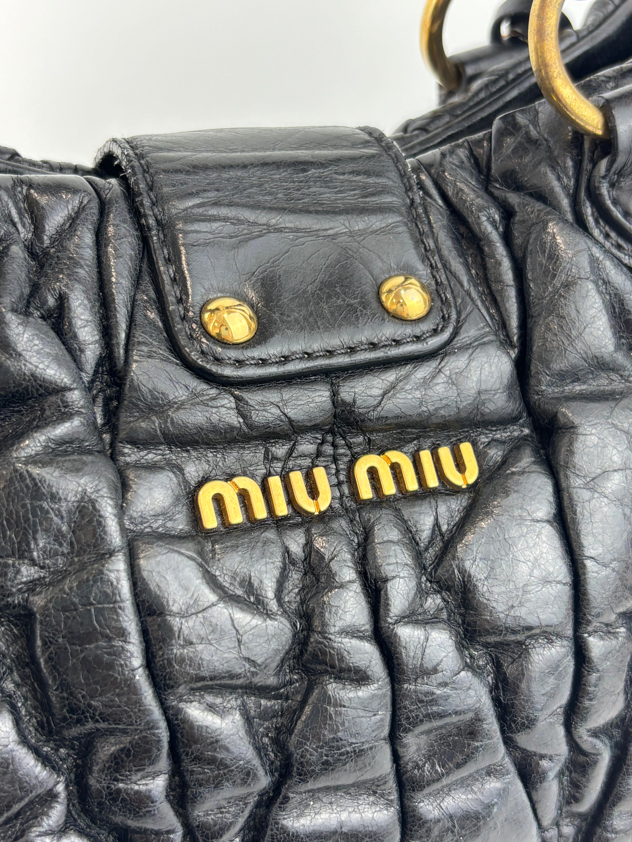 Matelasse Lux Bauletto Aperto Satchel in Black