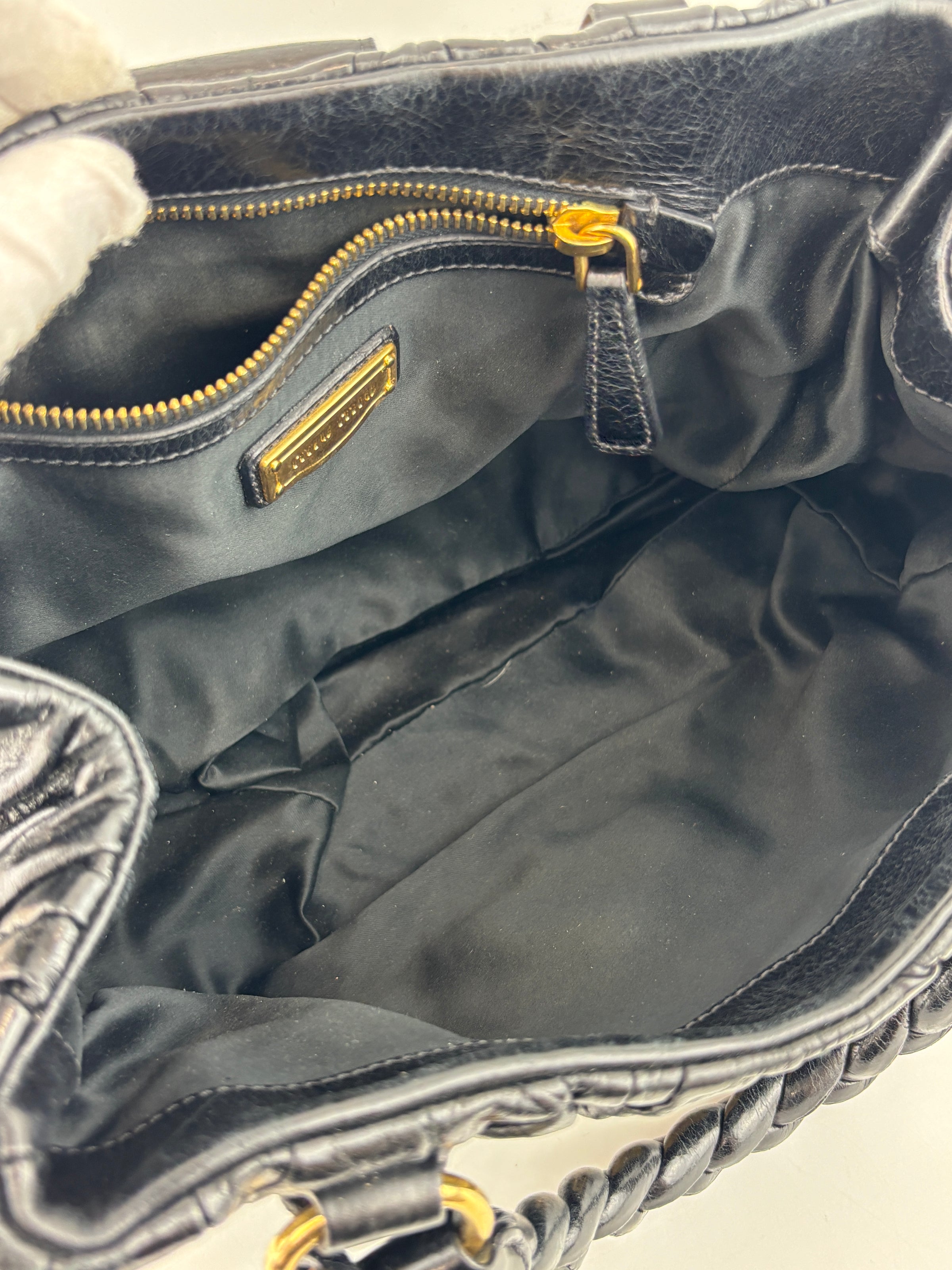 Matelasse Lux Bauletto Aperto Satchel in Black