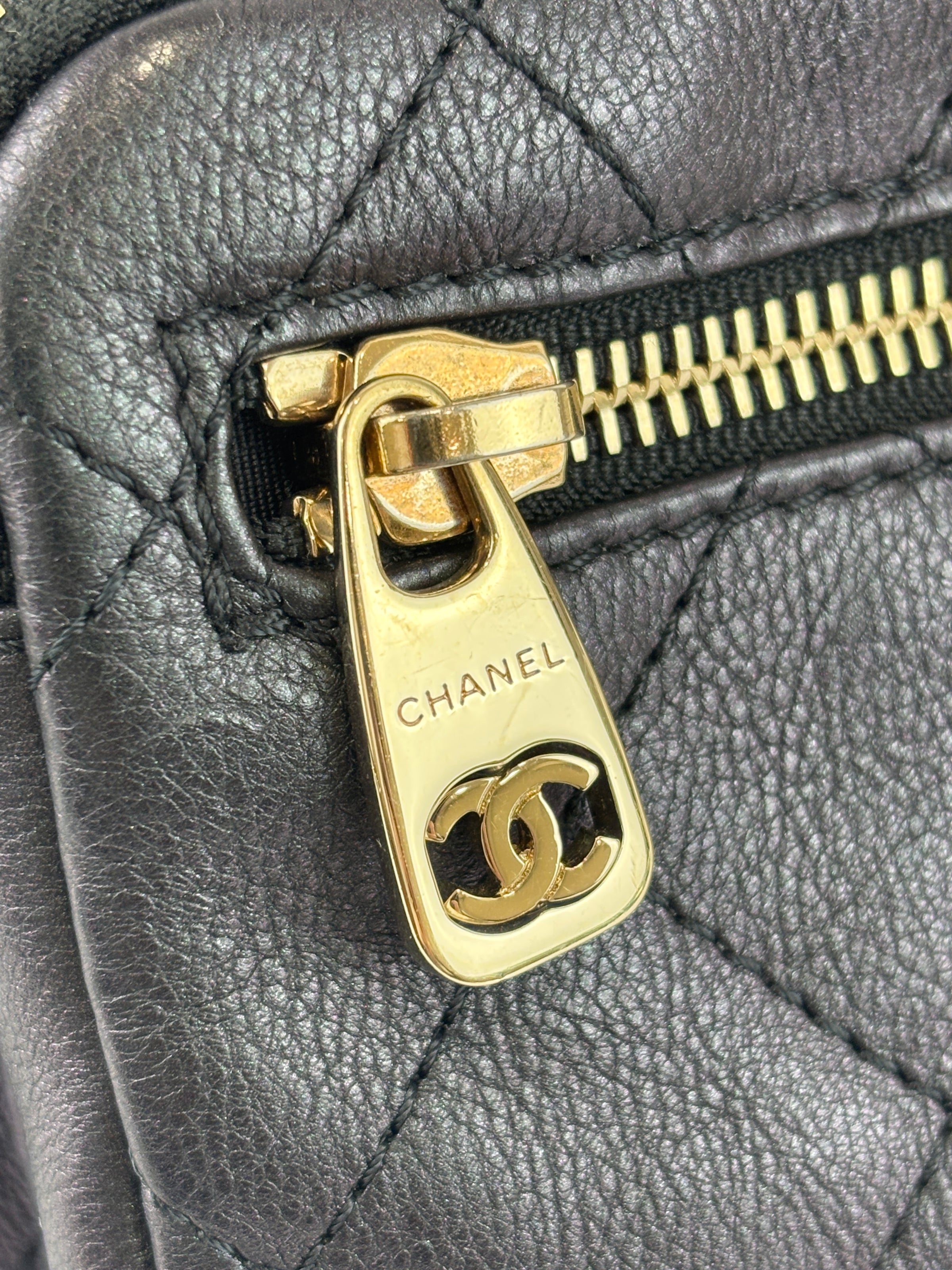 All About Waist Belt Bag in Black Iridescent Quilted Calfskin
