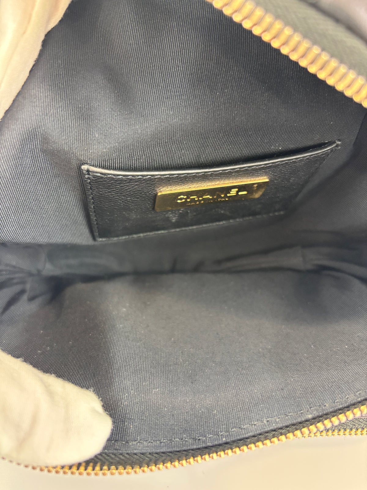 All About Waist Belt Bag in Black Iridescent Quilted Calfskin
