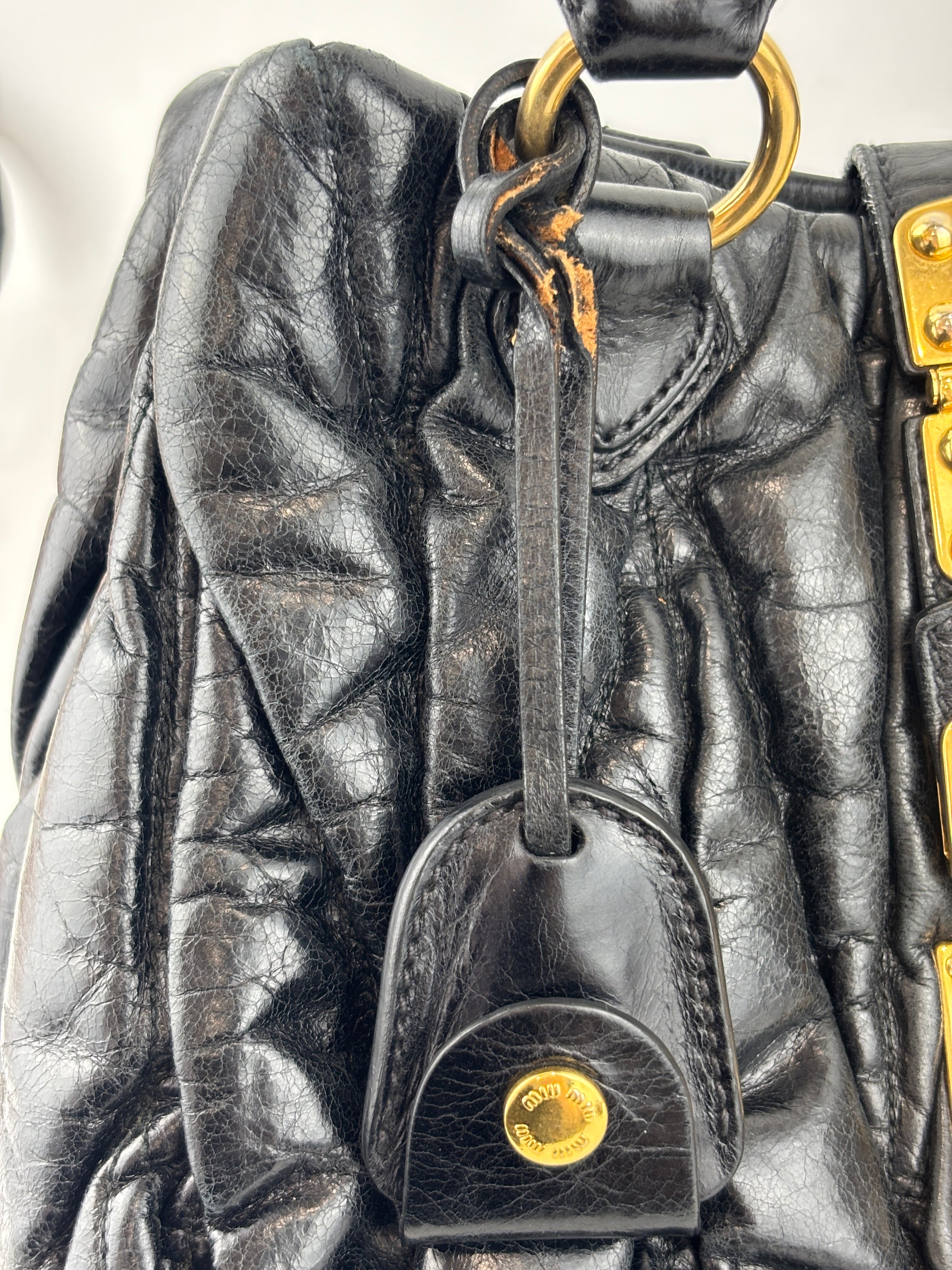 Matelasse Lux Bauletto Aperto Satchel in Black