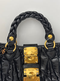 Matelasse Lux Bauletto Aperto Satchel in Black