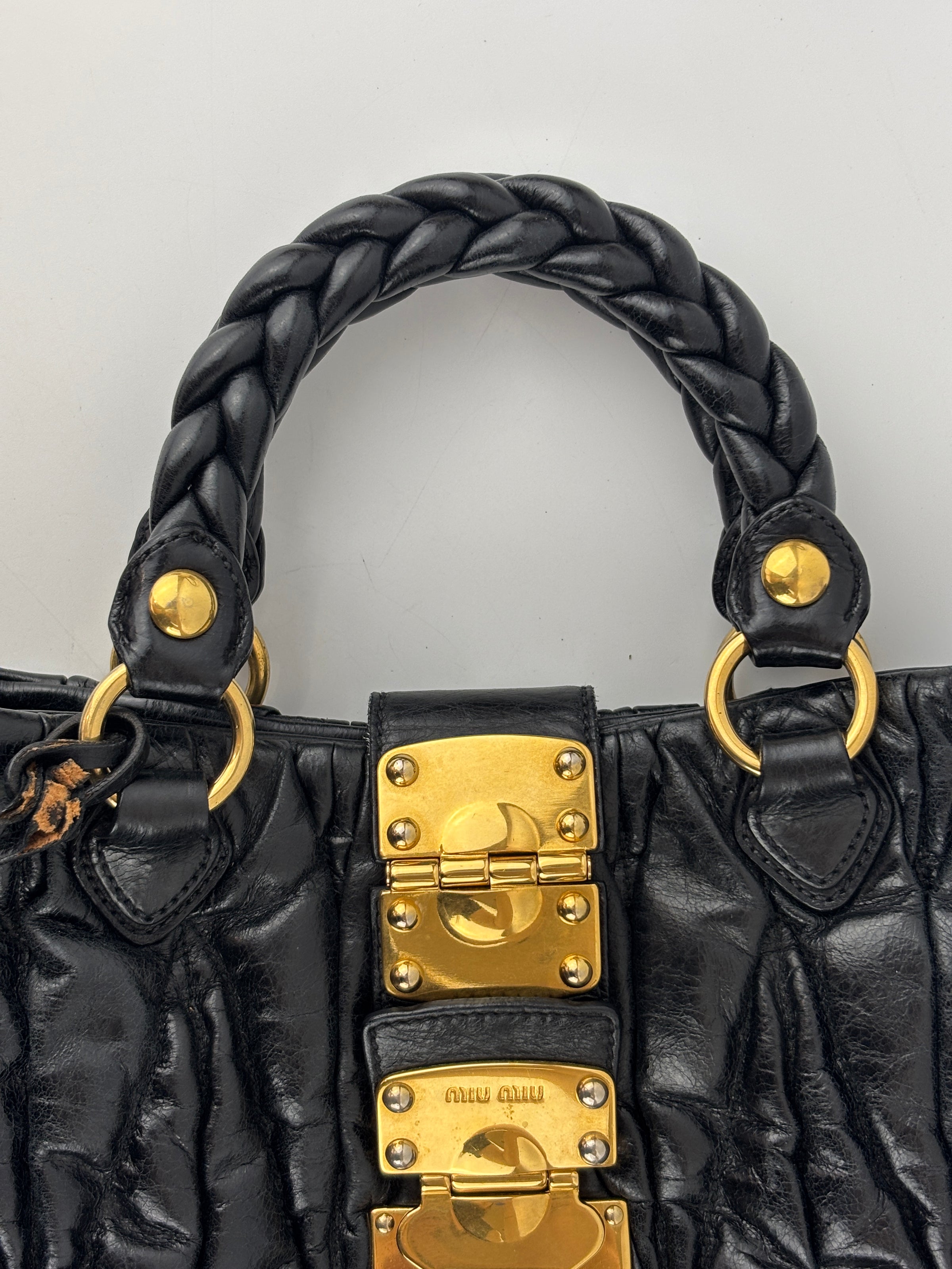 Matelasse Lux Bauletto Aperto Satchel in Black