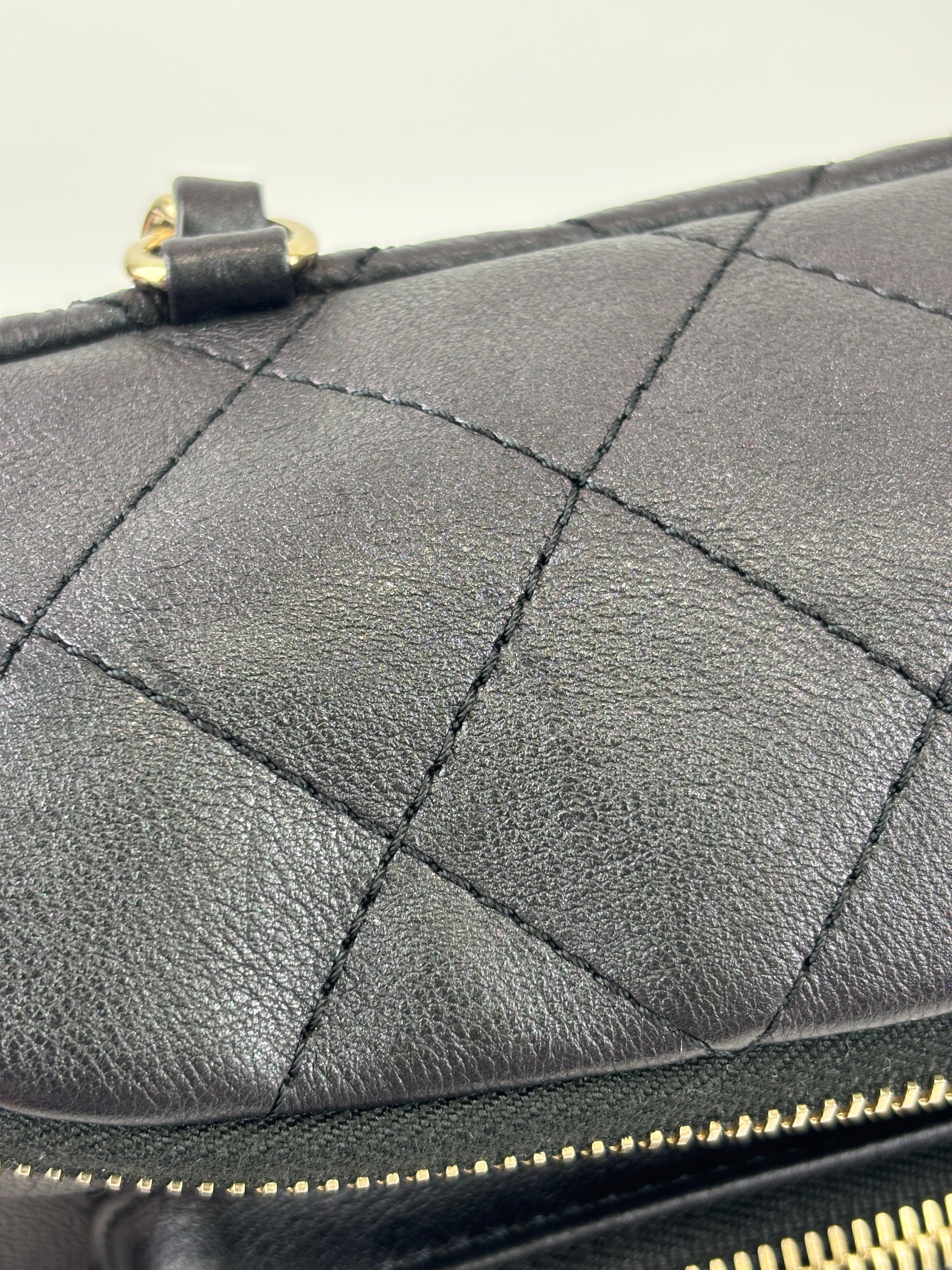 All About Waist Belt Bag in Black Iridescent Quilted Calfskin
