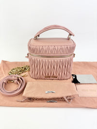 5BH122 Matelassé Nappa Leather Vanity Crossbody Bag Orchid Pink GHW