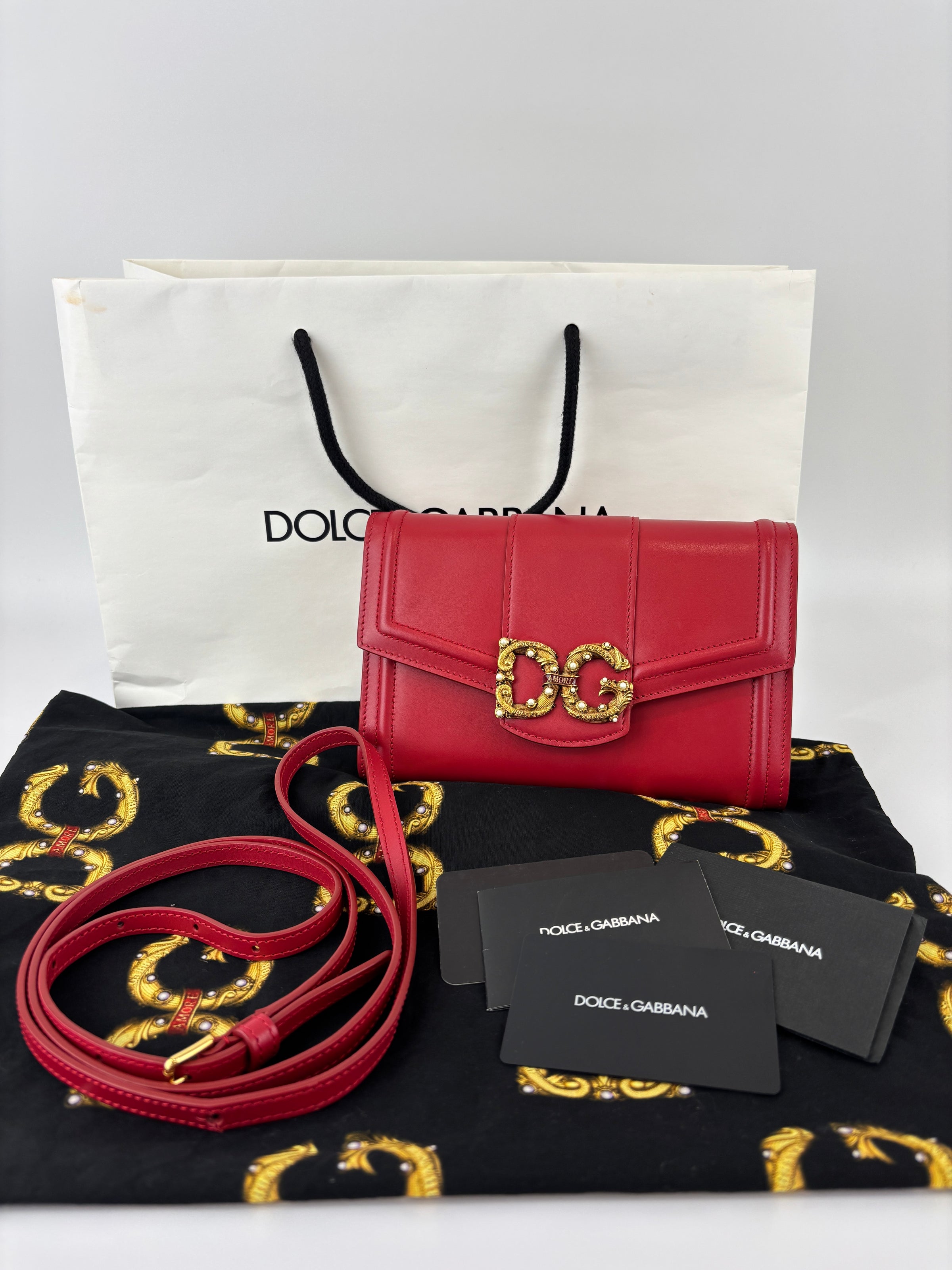 DG Amore Clutch Bag in Red Leather