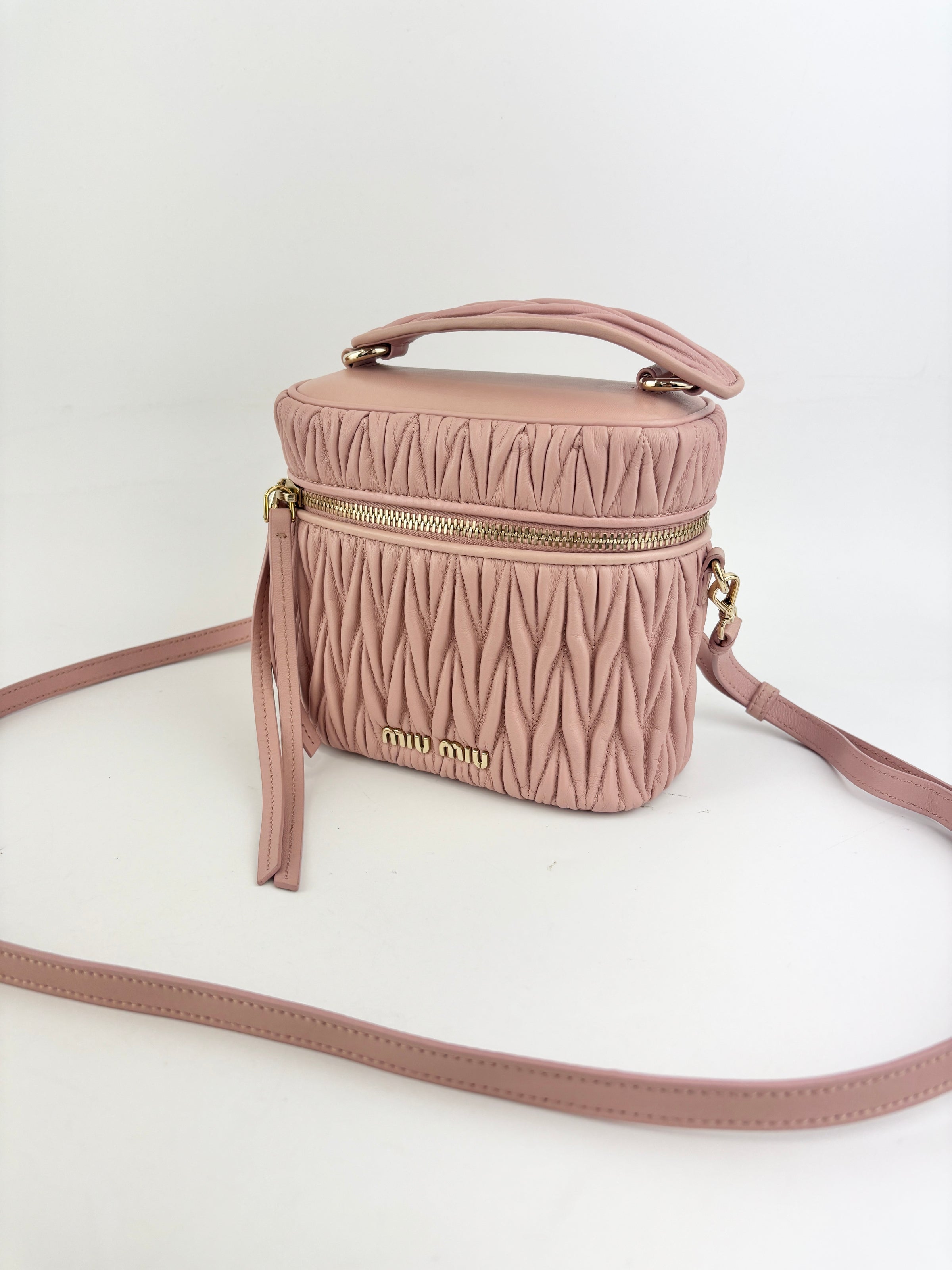 5BH122 Matelassé Nappa Leather Vanity Crossbody Bag Orchid Pink GHW