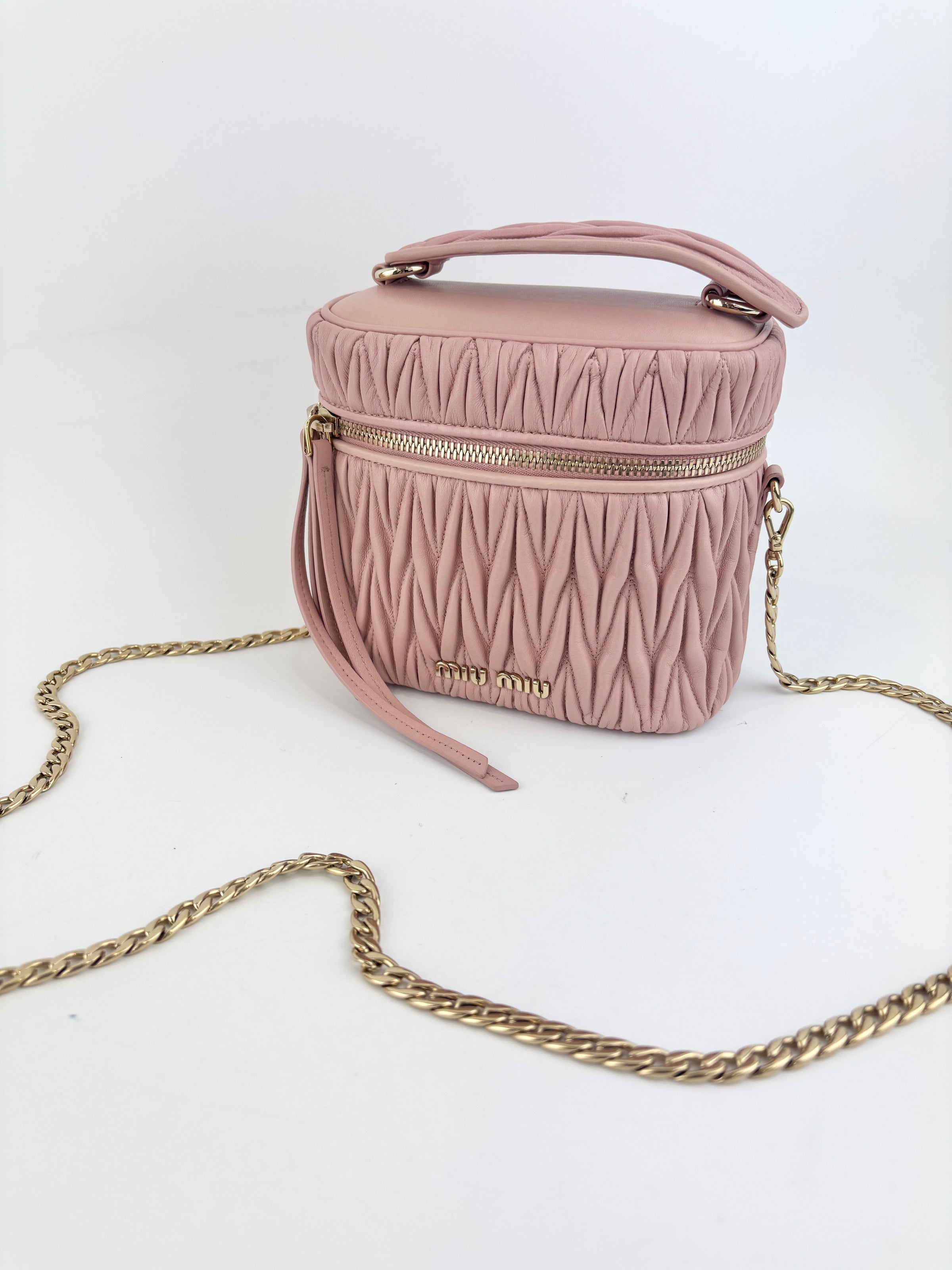 5BH122 Matelassé Nappa Leather Vanity Crossbody Bag Orchid Pink GHW