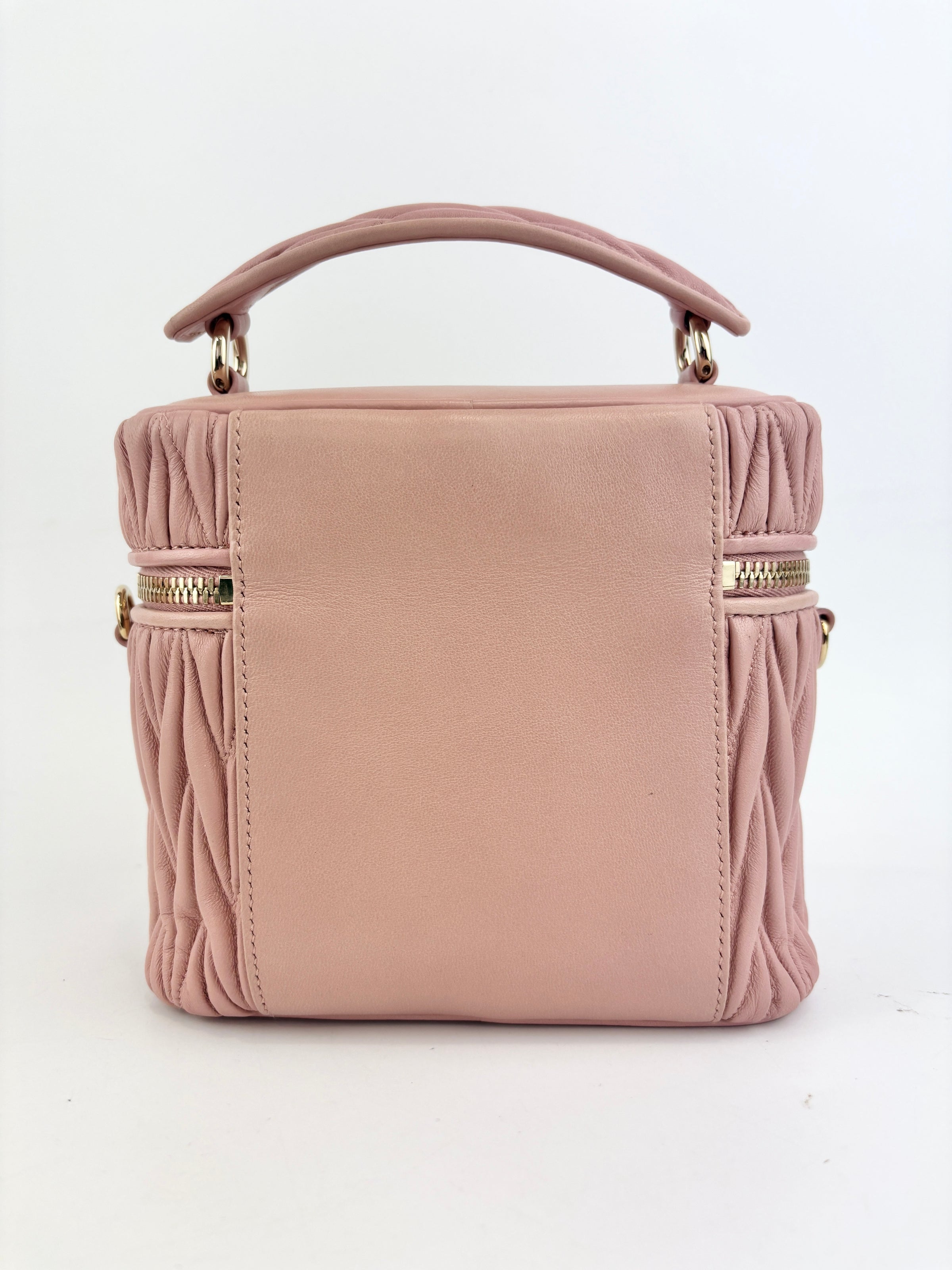 5BH122 Matelassé Nappa Leather Vanity Crossbody Bag Orchid Pink GHW
