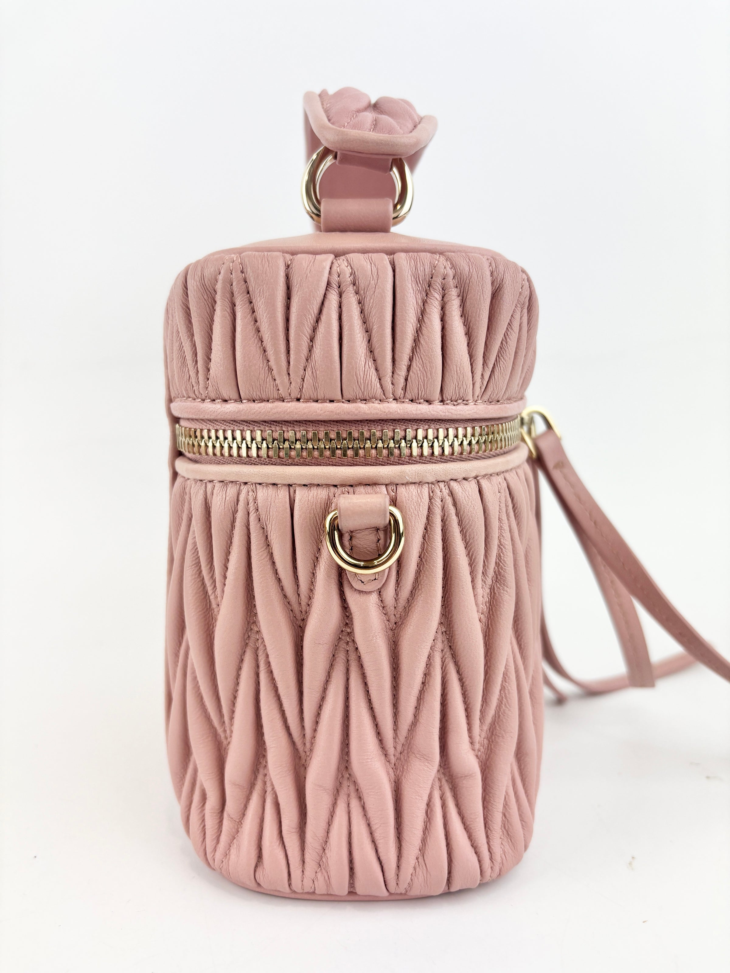 5BH122 Matelassé Nappa Leather Vanity Crossbody Bag Orchid Pink GHW