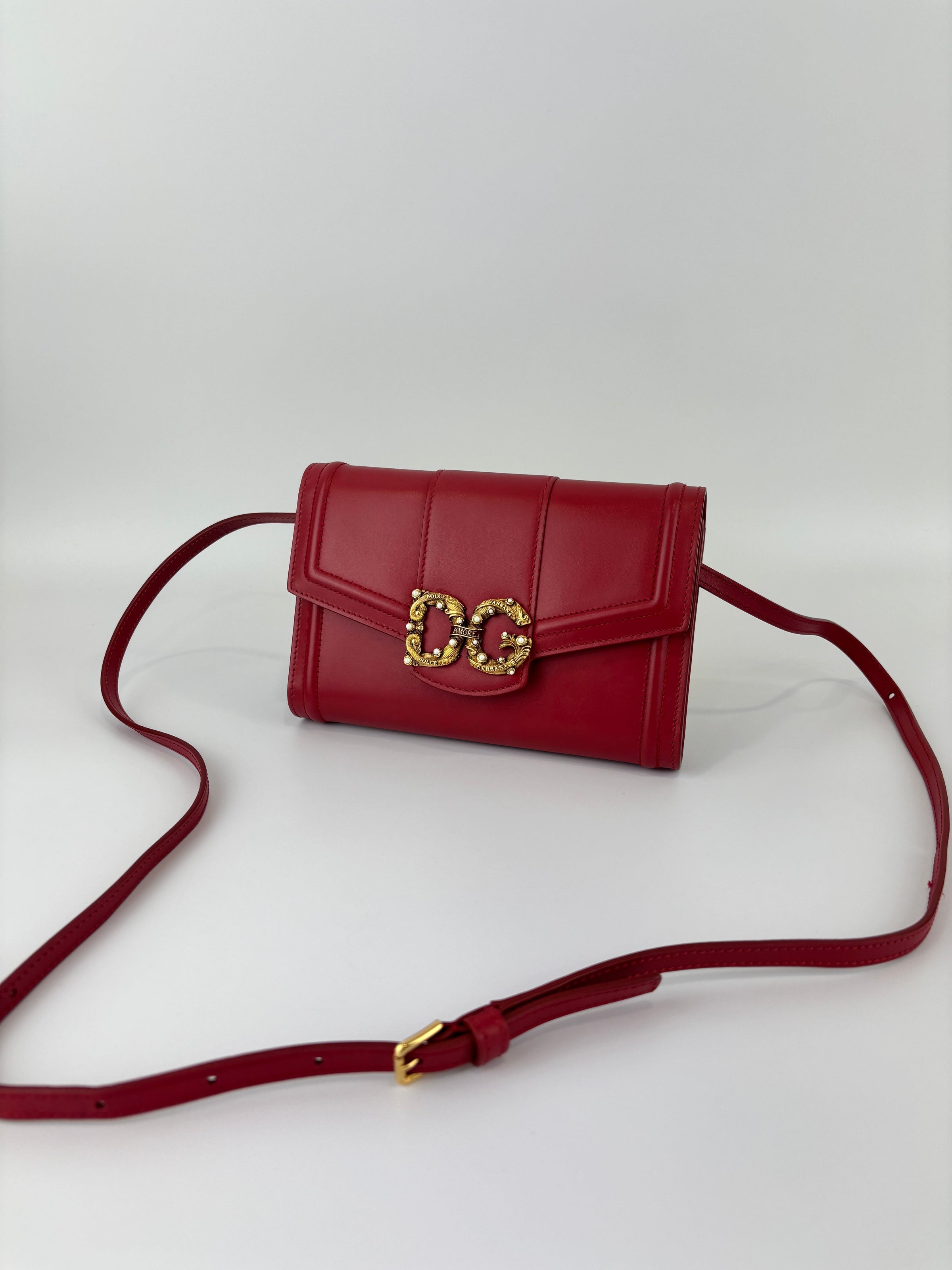 DG Amore Clutch Bag in Red Leather
