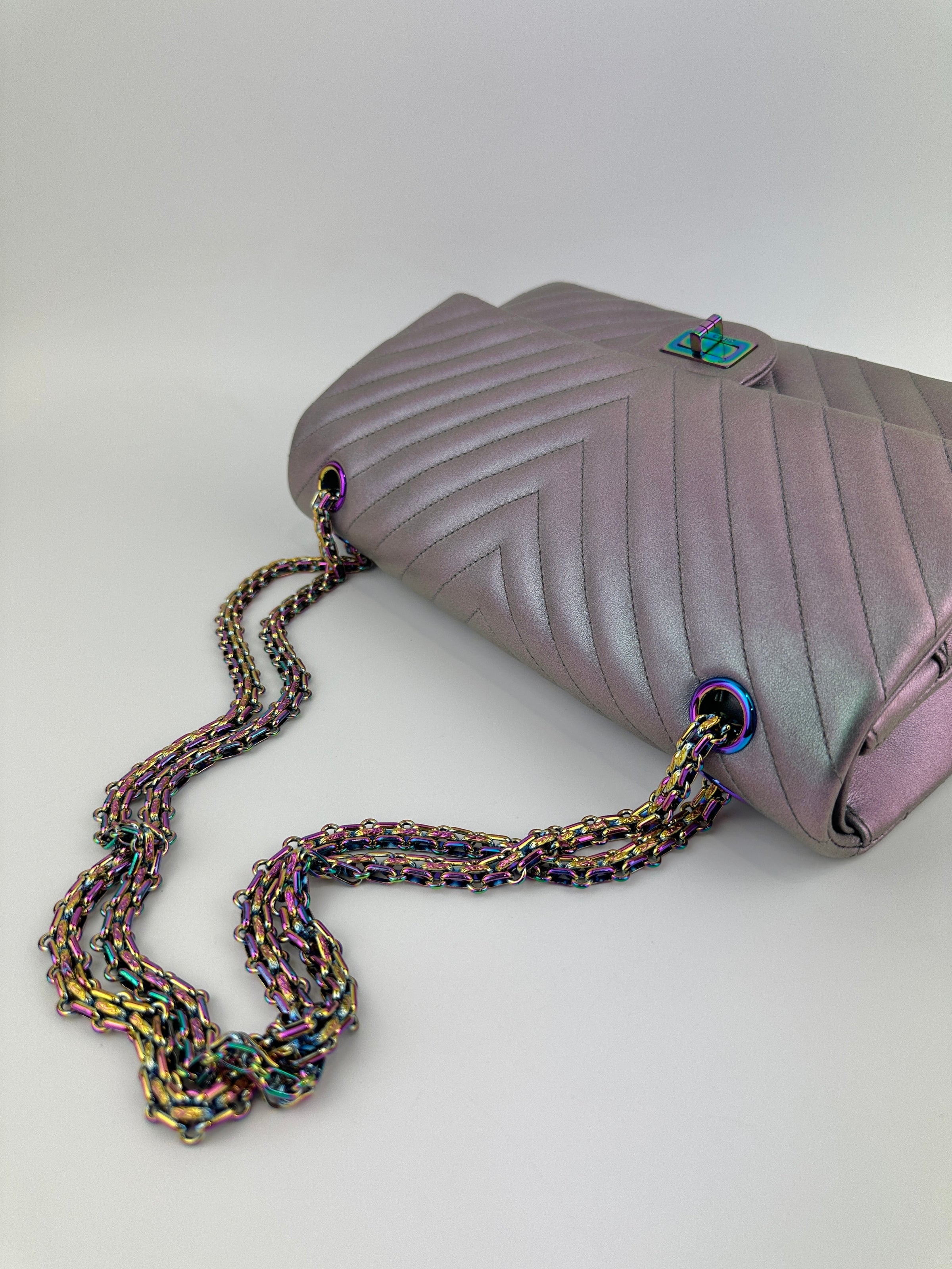 2.55 Reissue Iridescent Chevron 226 Rainbow Hardware Flap Bag