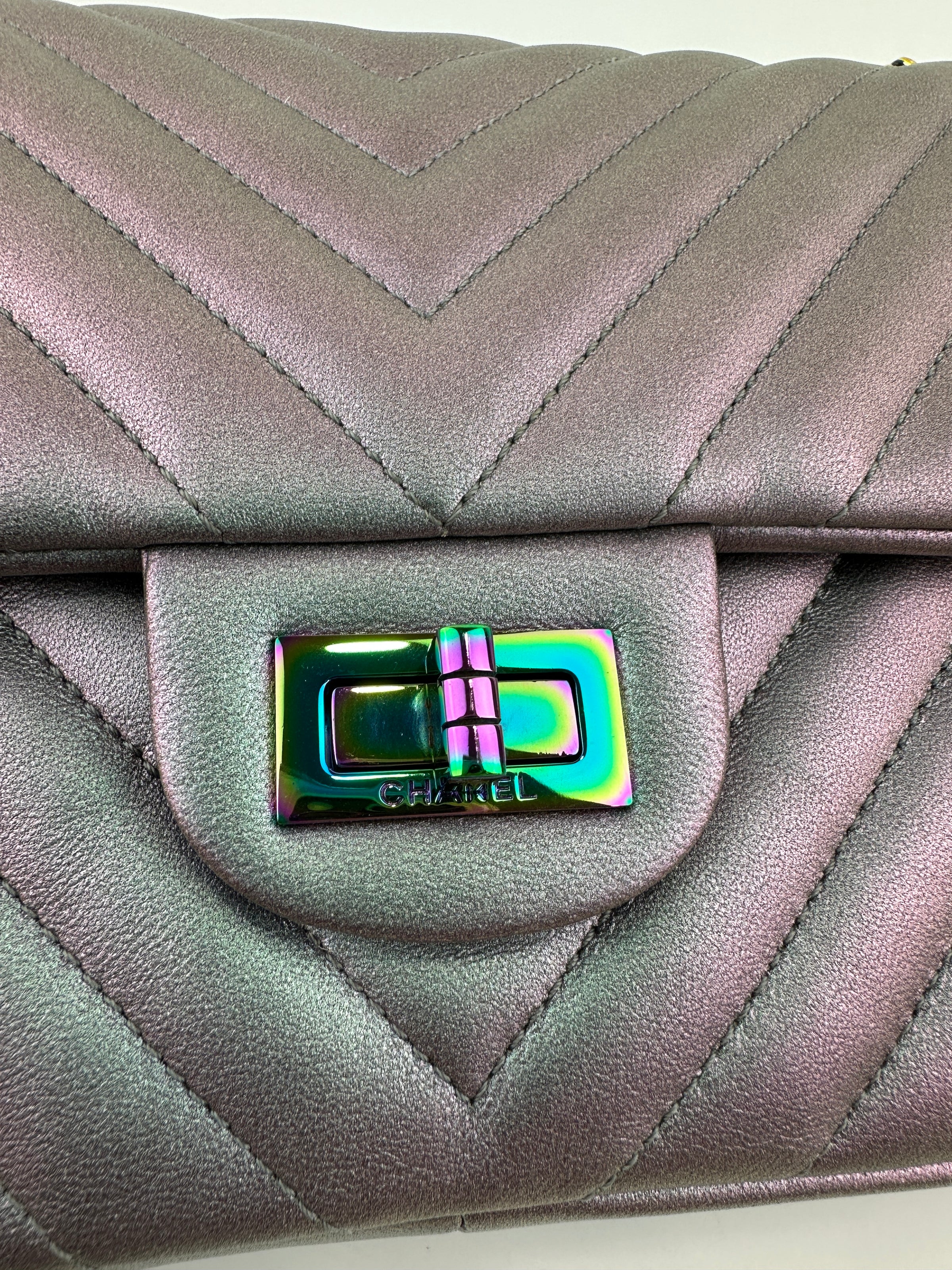 2.55 Reissue Iridescent Chevron 226 Rainbow Hardware Flap Bag