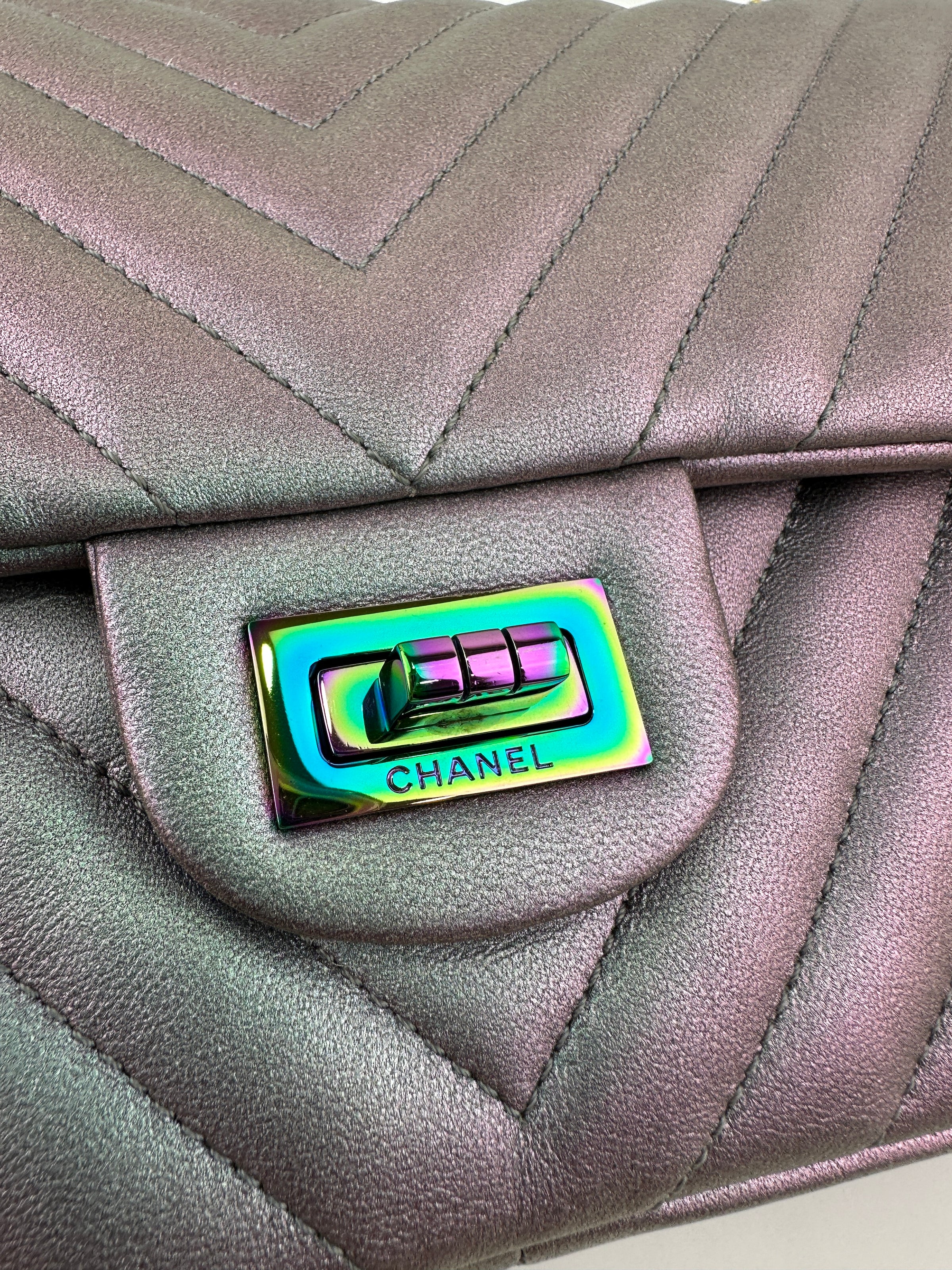 2.55 Reissue Iridescent Chevron 226 Rainbow Hardware Flap Bag