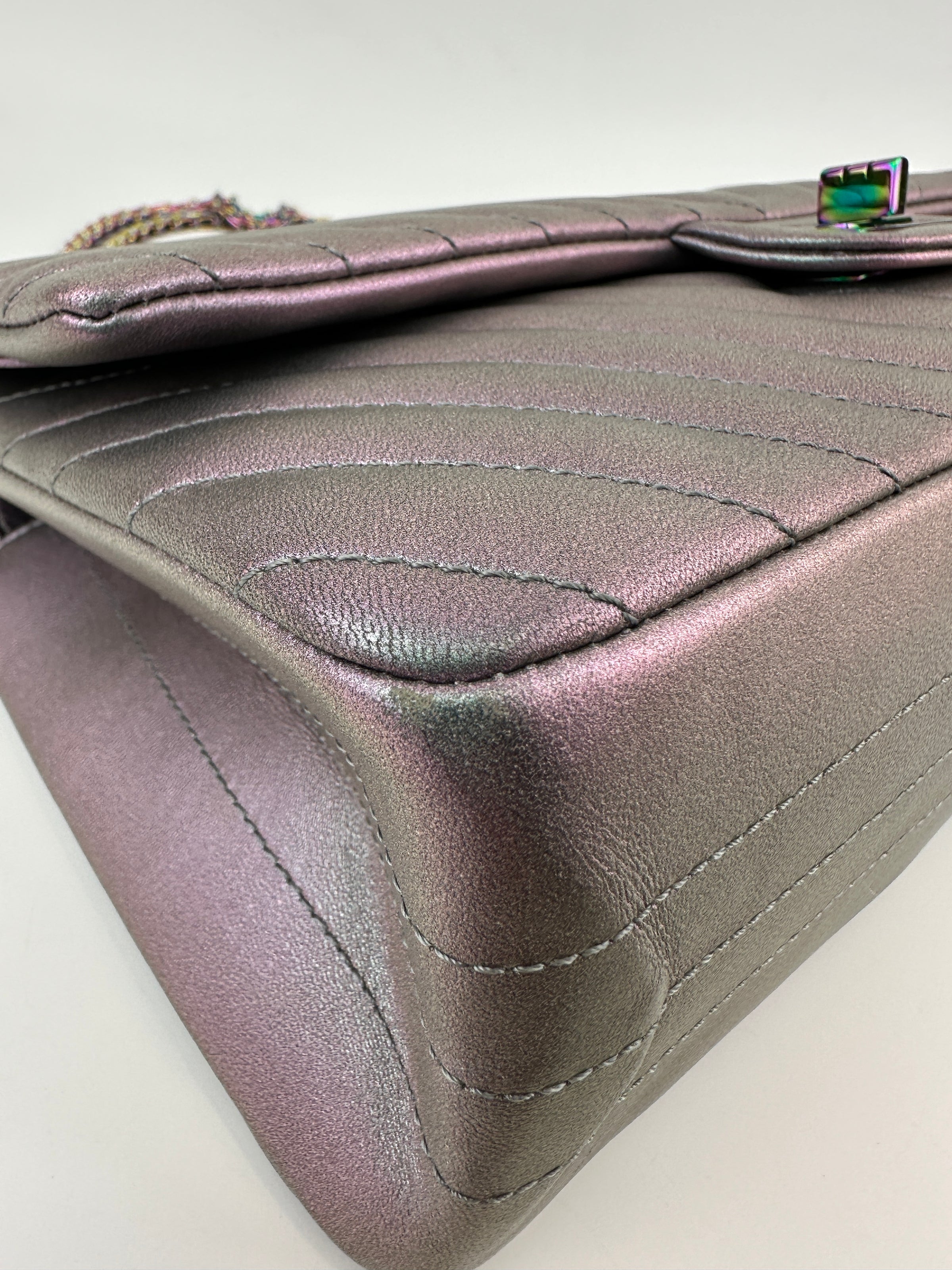 2.55 Reissue Iridescent Chevron 226 Rainbow Hardware Flap Bag