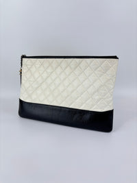 Gabrielle Large O Case Clutch in Black / Off White Aged Calfskin