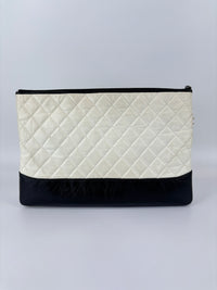 Gabrielle Large O Case Clutch in Black / Off White Aged Calfskin