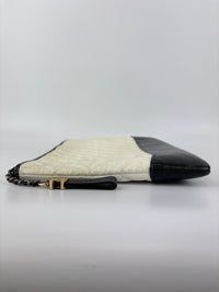 Gabrielle Large O Case Clutch in Black / Off White Aged Calfskin