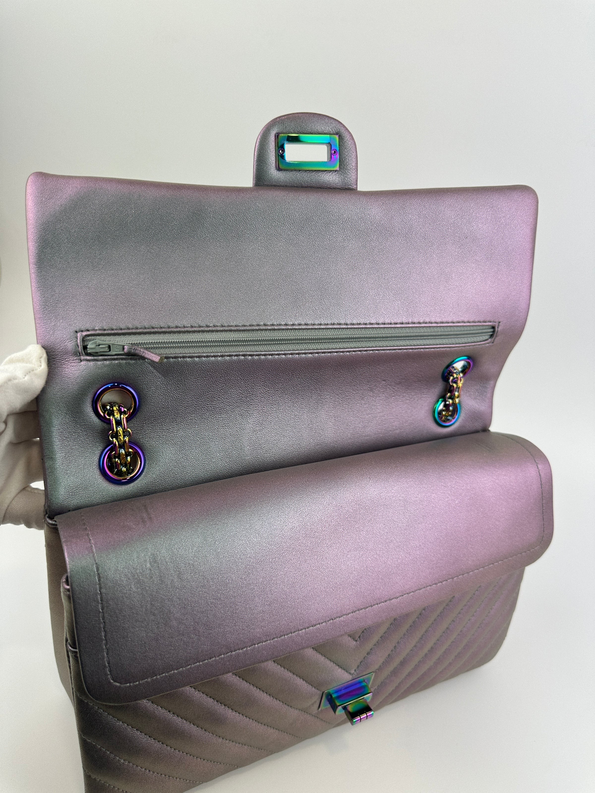 2.55 Reissue Iridescent Chevron 226 Rainbow Hardware Flap Bag