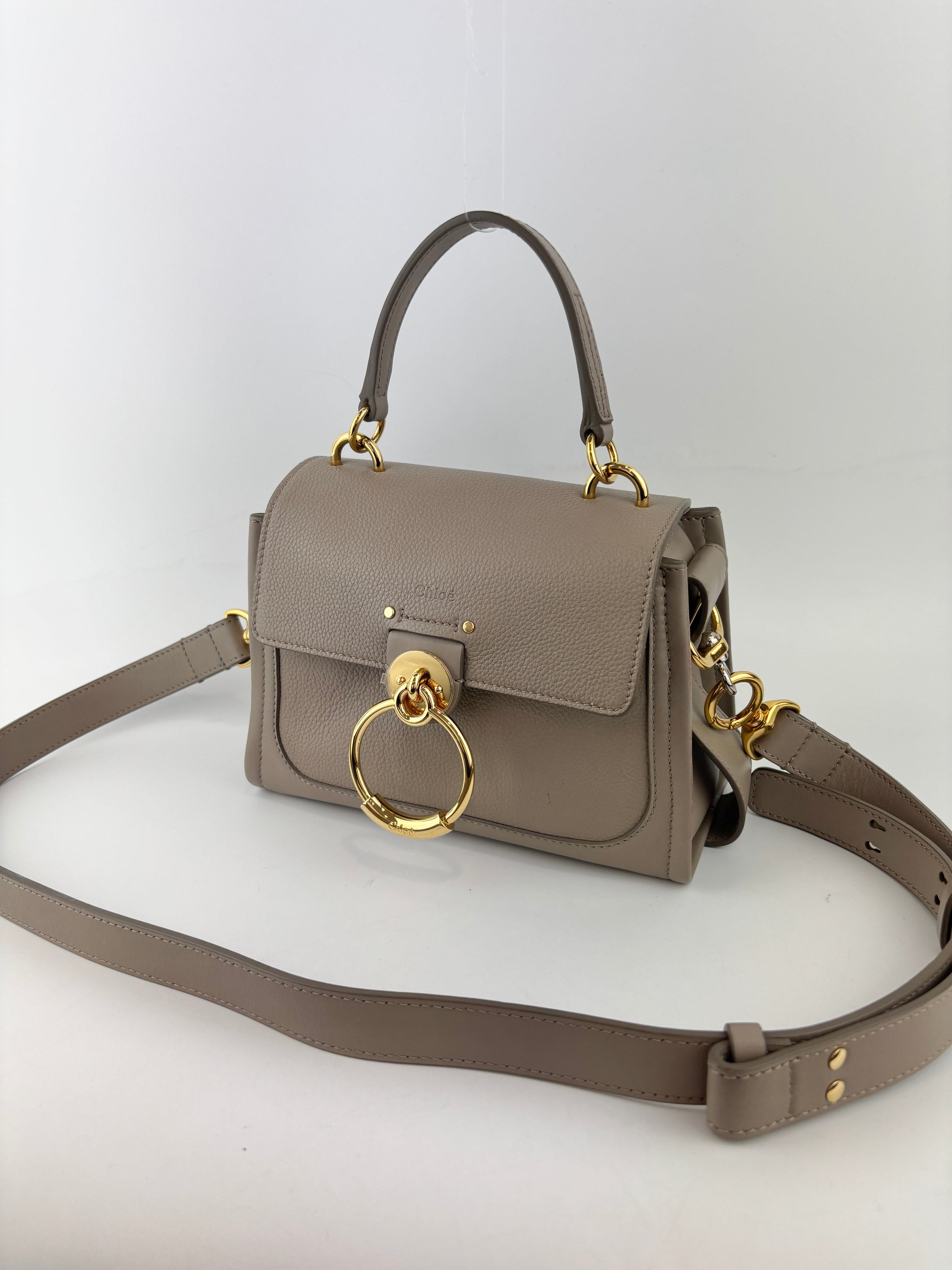 Small Tess Day Bag Motty Grey Grained & Smooth Calfskin MHW