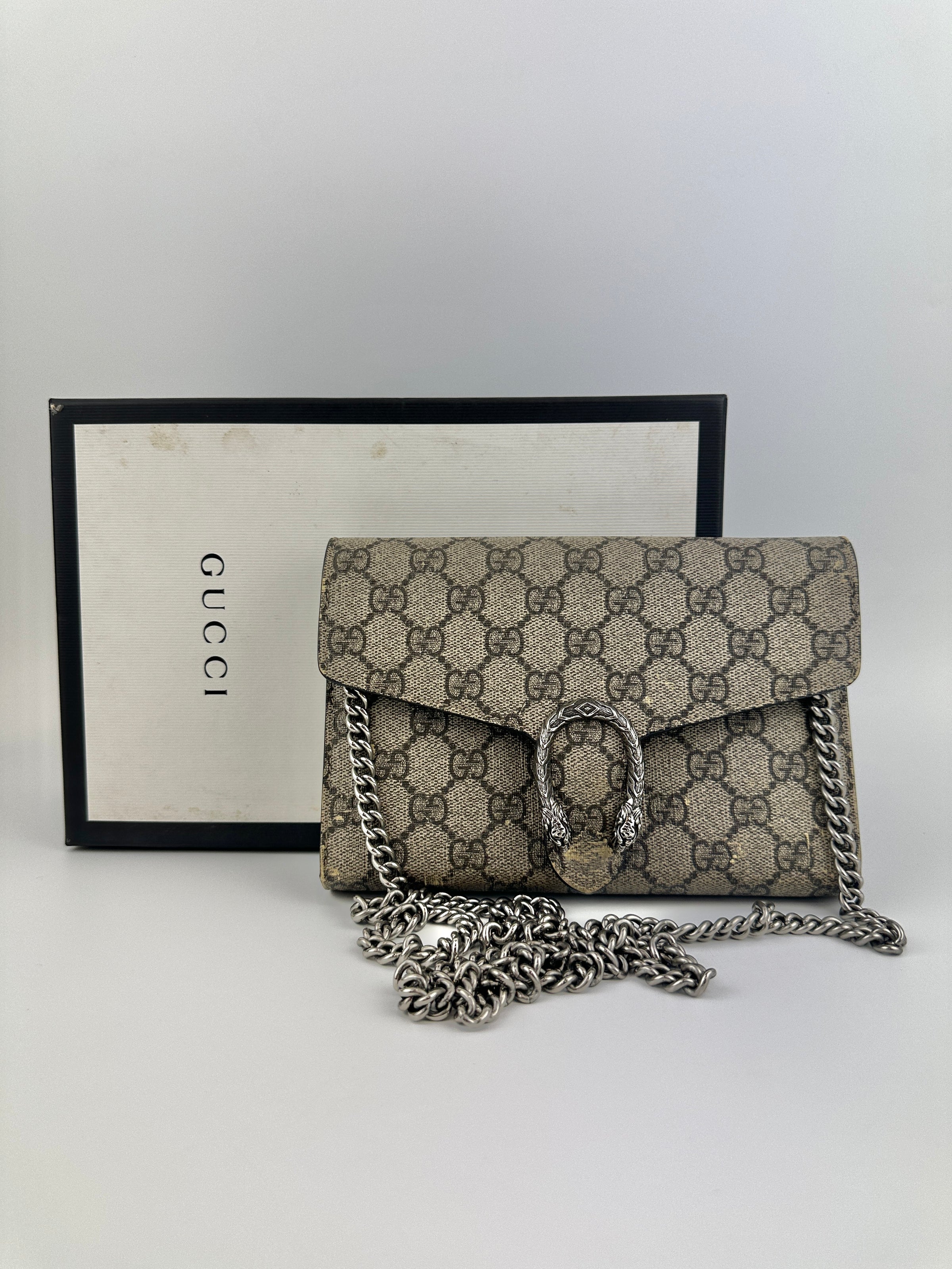 GG Supreme Dionysus Beige & Ebony Wallet On Chain