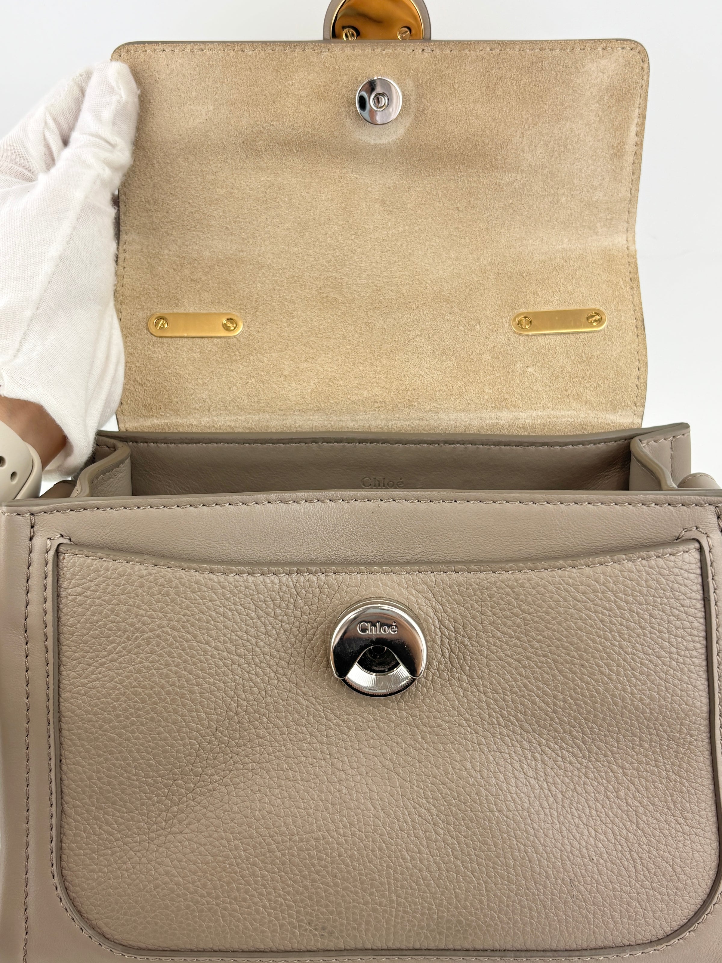 Small Tess Day Bag Motty Grey Grained & Smooth Calfskin MHW