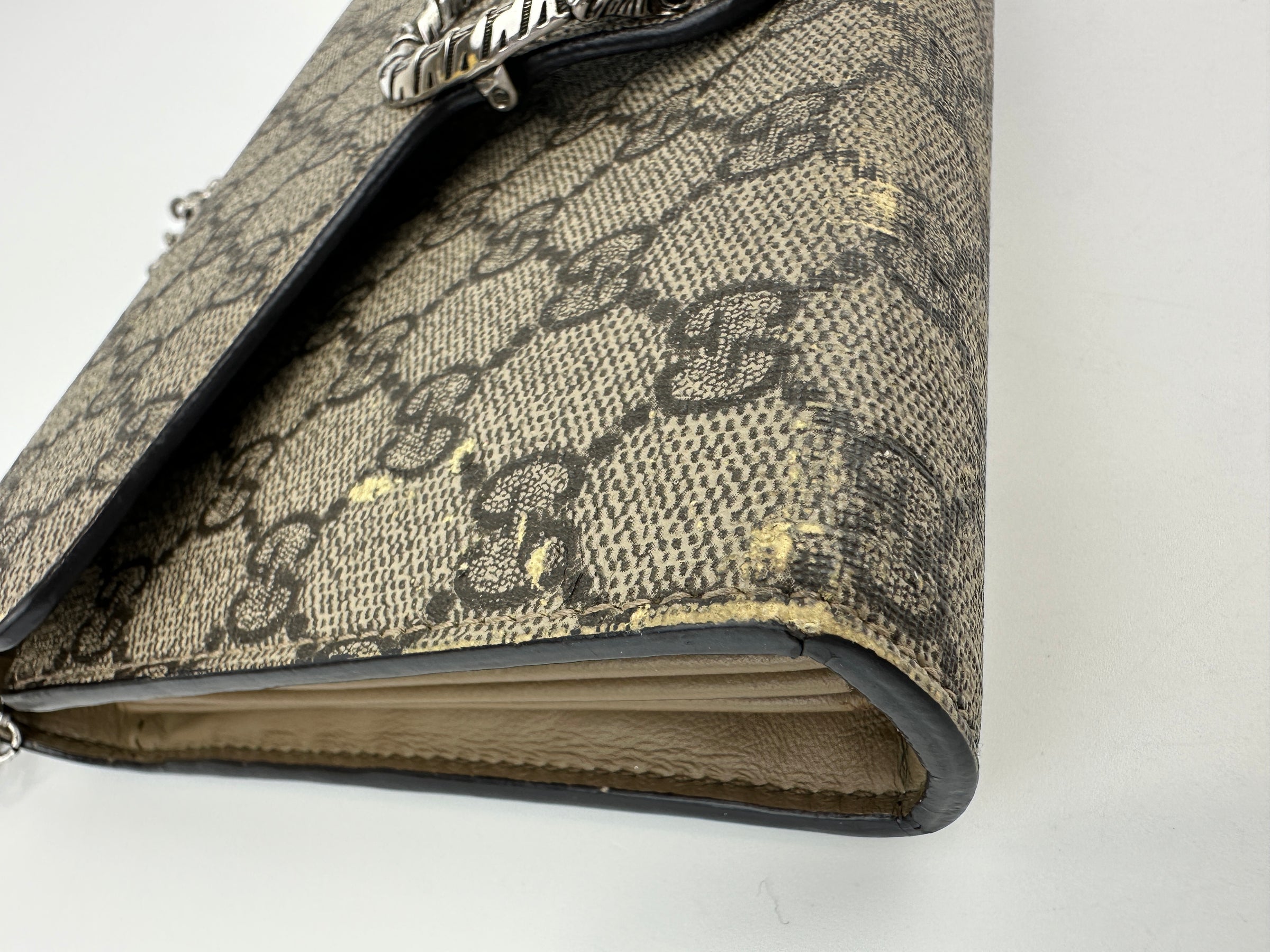 GG Supreme Dionysus Beige & Ebony Wallet On Chain